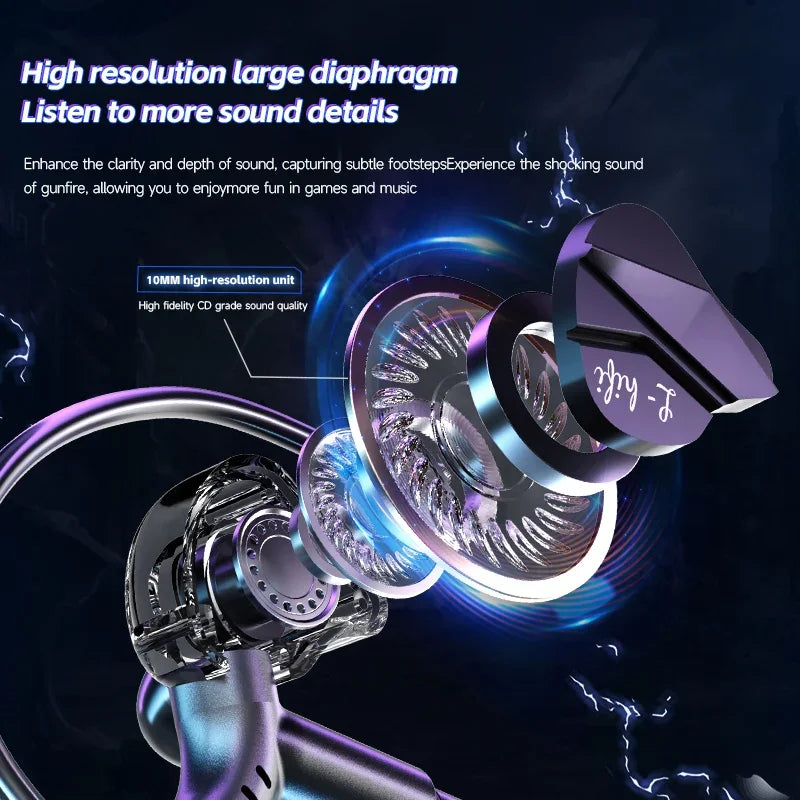 Gaming Gamer Headphone with Dual Microphones Type C&3.5Mm In-Ear Earphones Hifi Stereo Headsets Sport with HD Mic for Samsung